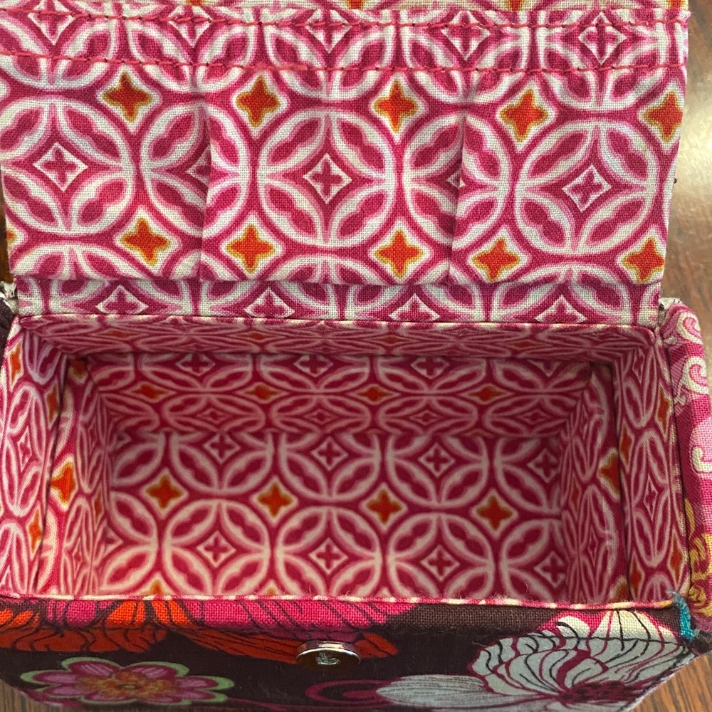 Vera Bradley Brown Pink Floral Travel Jewelry Box Case - Picture 6 of 7